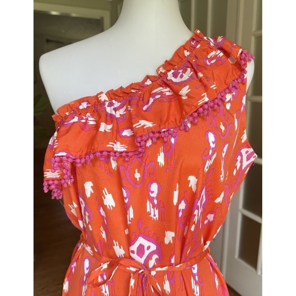 Mud Pie Bag Lady Ruffled One Shoulder Dress Large - Picture 6 of 7